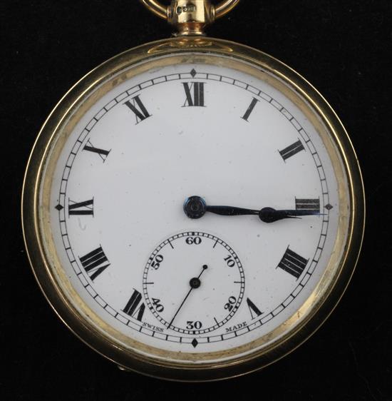 A George V 9ct gold keyless lever pocket watch,